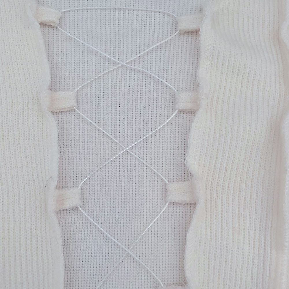 Lace up Topstitching Ribbed top - Picture 4 of 6